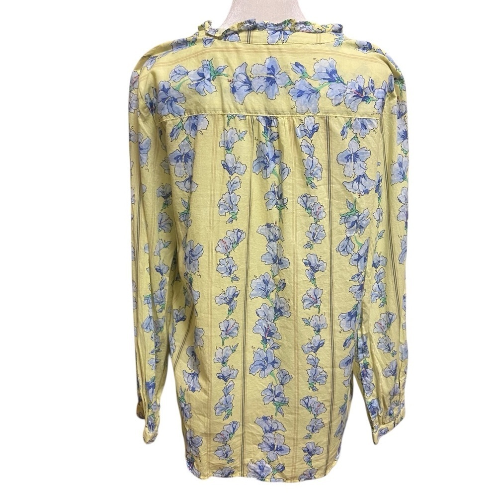 Talbots COTTON FEMININE POPOVER Blouse Size m SKIPPING FLORAL Pale Yellow Spring - Picture 7 of 9